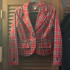 Plaid red women’s blazer